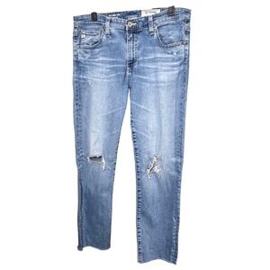 AG Adriano Goldschmied Prima Crop Women's Size 30R Distressed Blue Denim Jeans